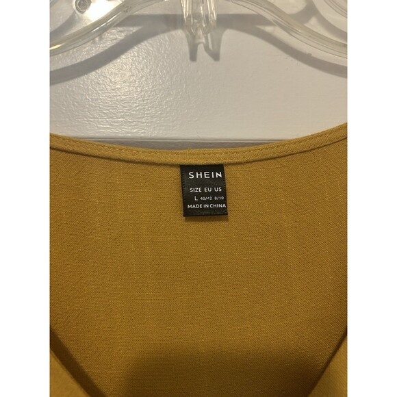 Shein Babydoll Peplum Shirt Tunic Women's Size 8 Mustard Yellow Boho Game Day - Picture 2 of 6